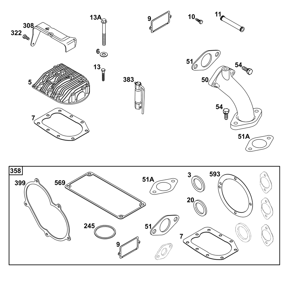 Cylinder Head Group Diagram and Parts List for 326431-3637-08 200000 - 399999 Briggs and Stratton Engine